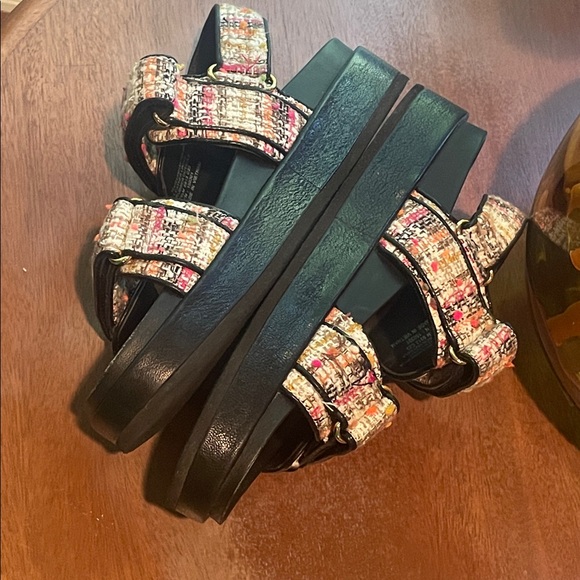 Tory Burch Kira Sport Tweed Bouclé Velcro Sandals Cream Multi | Women’s 8.5 - Picture 5 of 16